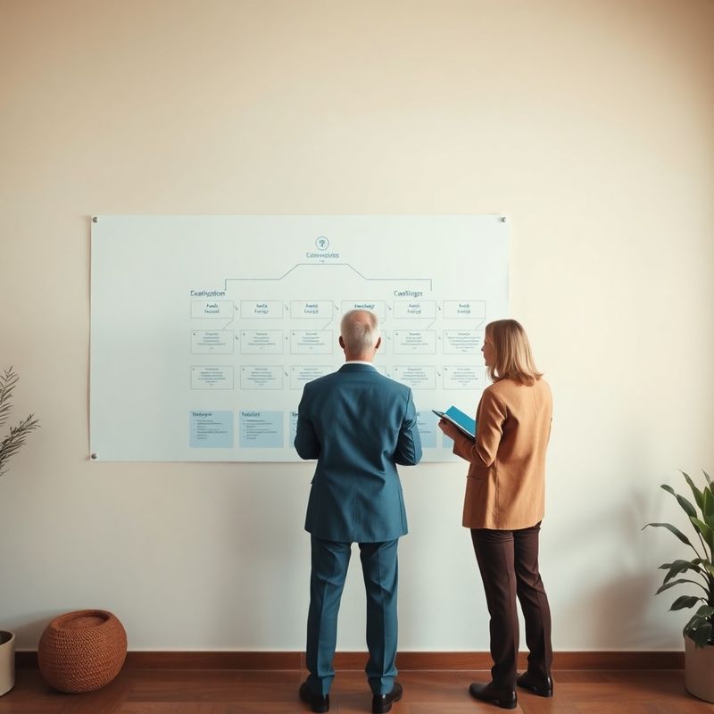 Due professionisti analizzano un organigramma stampato